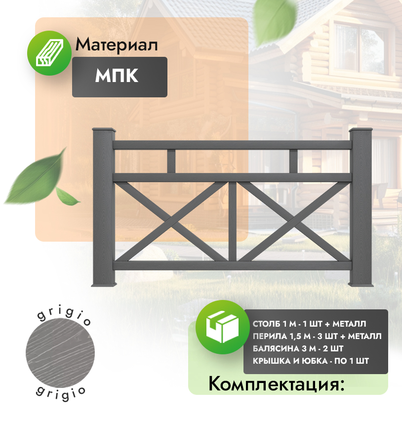 Комплект ограждения Supremo (с металлом) - Антрацит