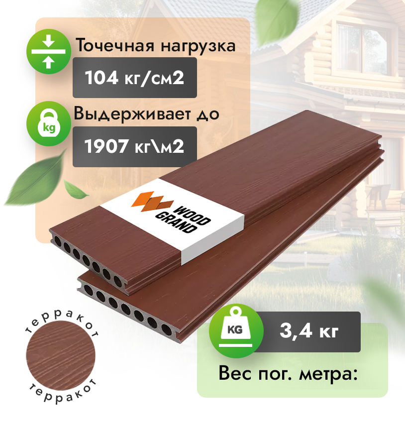 Террасная доска 150х22 мм КОЭКСТРУЗИЯ - Венге